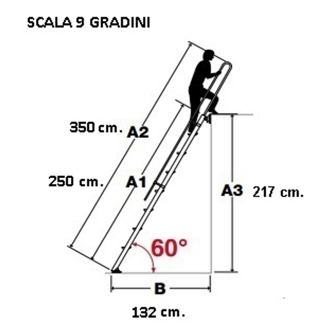 Vendita online Scala da appoggio 9 gradini S15/24